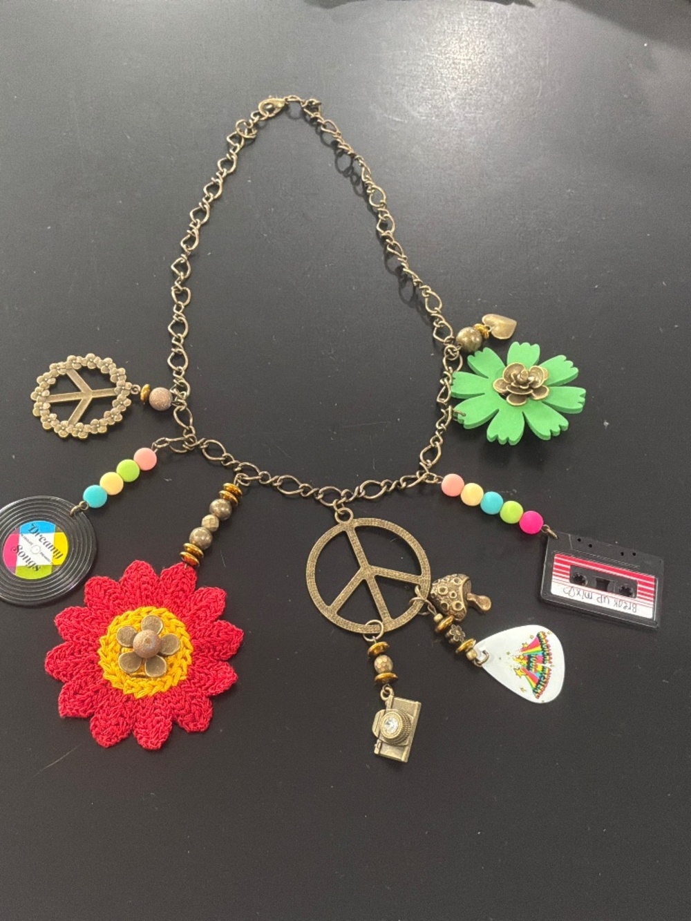 🎉 BOHO SPIN THE RECORD GROOVY BEATLES CHARM’D NECKLACE